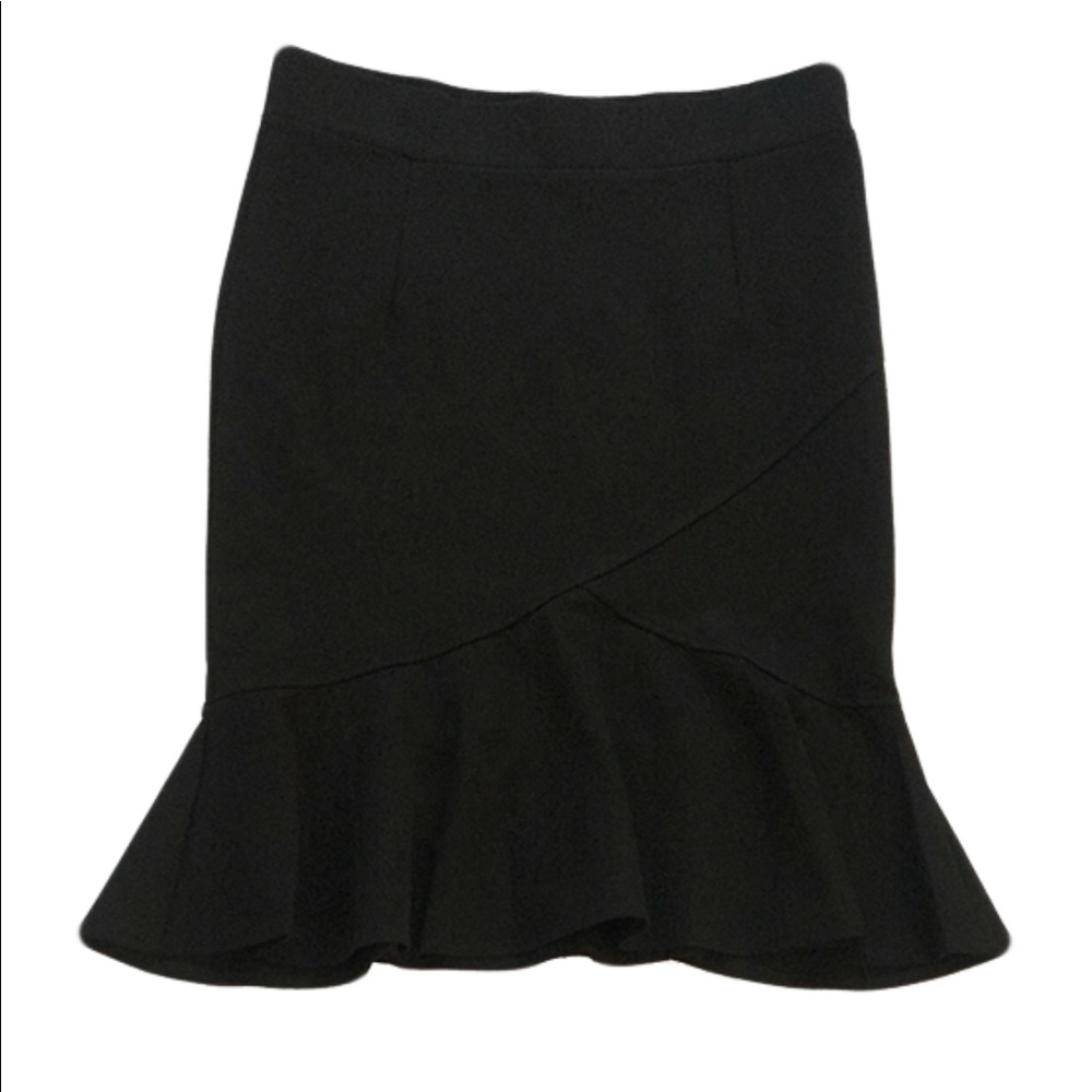 NWT Knee Length Black Flounce/Pencil Skirt